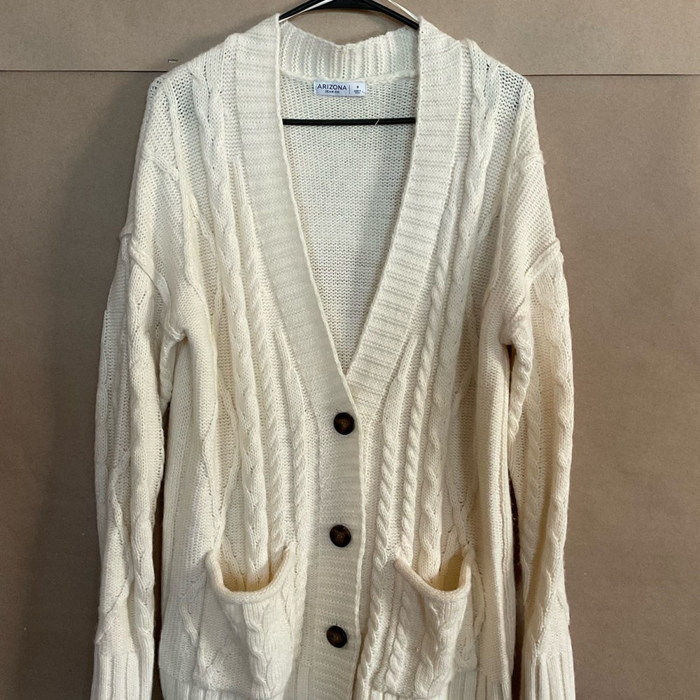 Arizona Ivory Cable Knit Cardigan. Size S